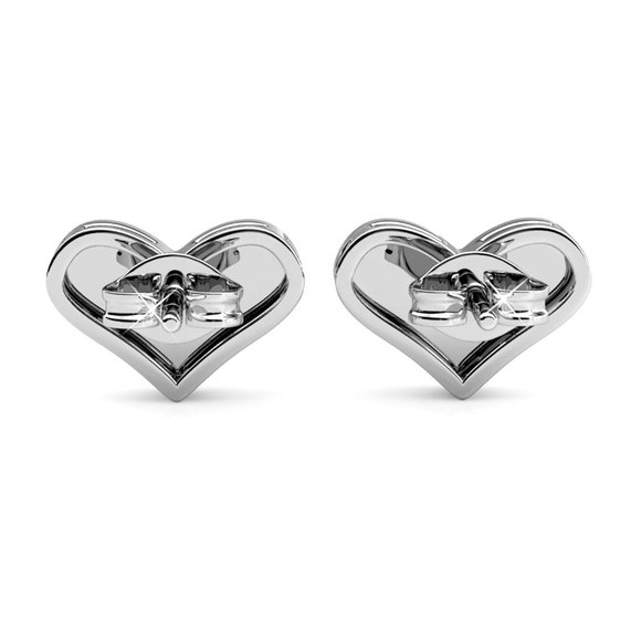 Silver Heart Australian Crystal Stud Earrings Jewelry For Her - Picture 3 of 4